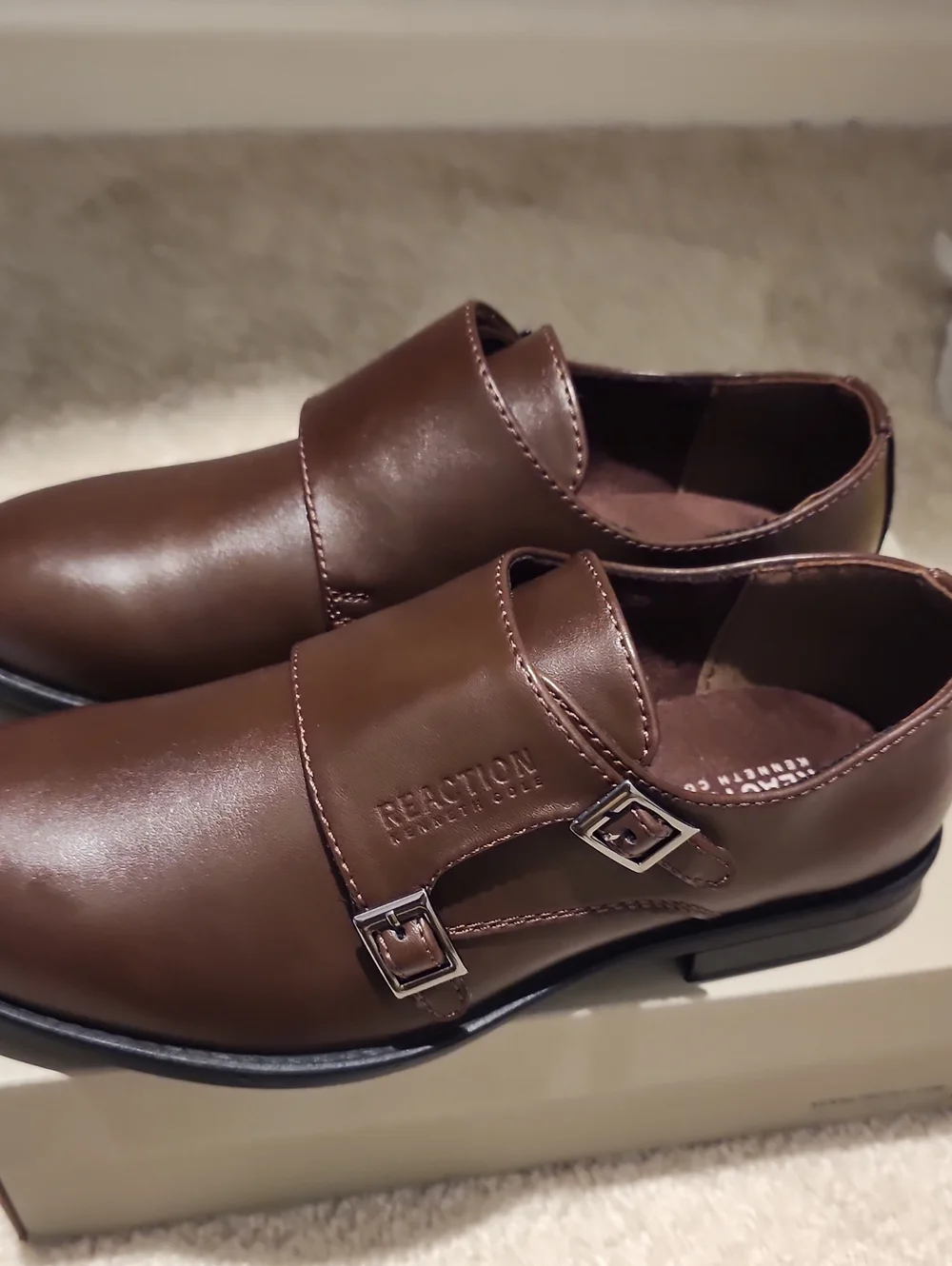 Reaction Kenneth Cole Brown Double Monk Strap Dress Shoes For Big Boy